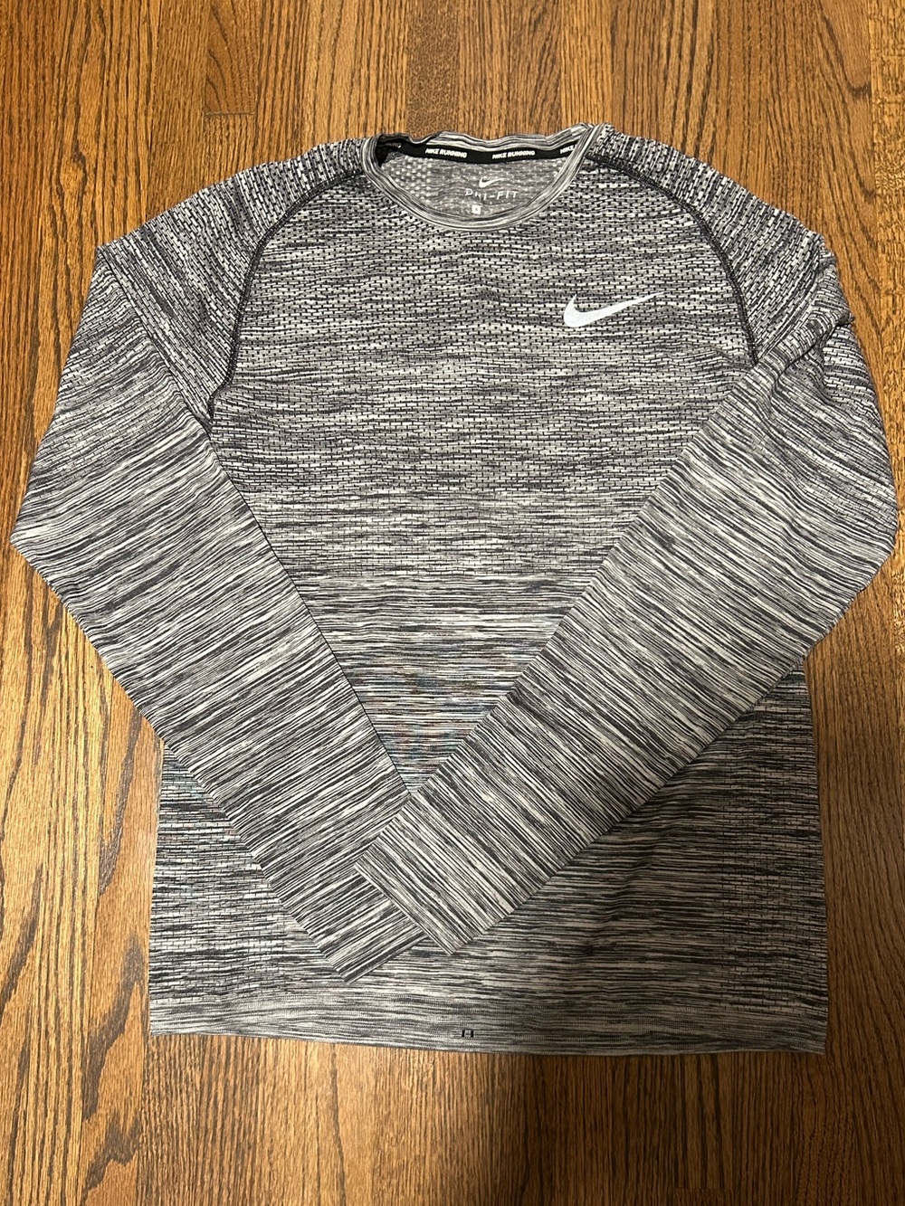 Nike Dri-FIT Running Long Sleeve Gray Heathered Small